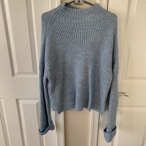 Light-Blue Mock Turtle Neck Sweater